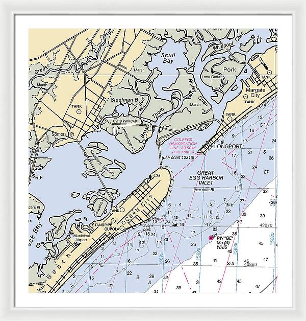 Great Egg Harbor Inlet -new Jersey Nautical Chart _v2 - Framed Print