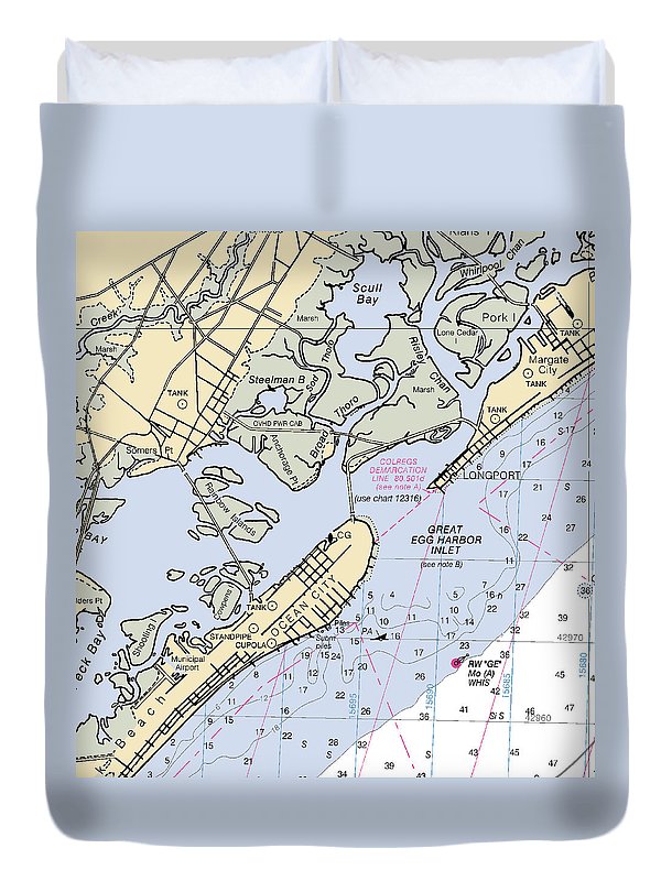 Great Egg Harbor Inlet -new Jersey Nautical Chart _v2 - Duvet Cover