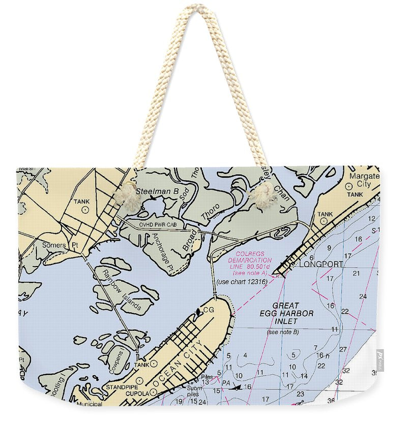 Great Egg Harbor Inlet -new Jersey Nautical Chart _v2 - Weekender Tote Bag