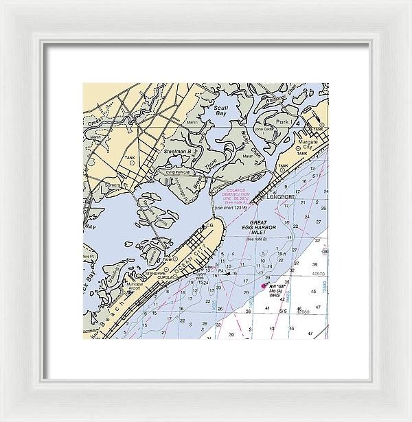 Great Egg Harbor Inlet -new Jersey Nautical Chart _v2 - Framed Print