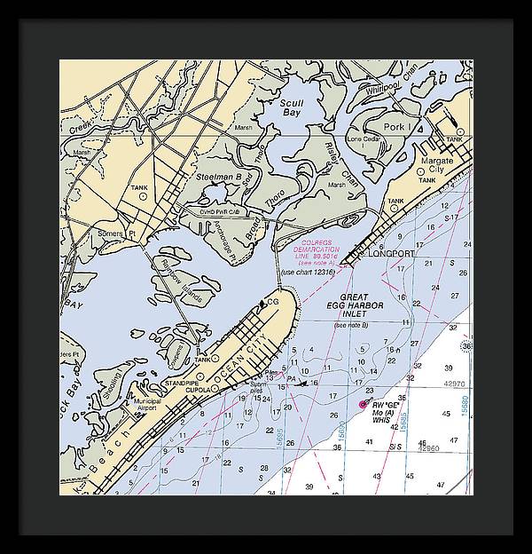 Great Egg Harbor Inlet -new Jersey Nautical Chart _v2 - Framed Print