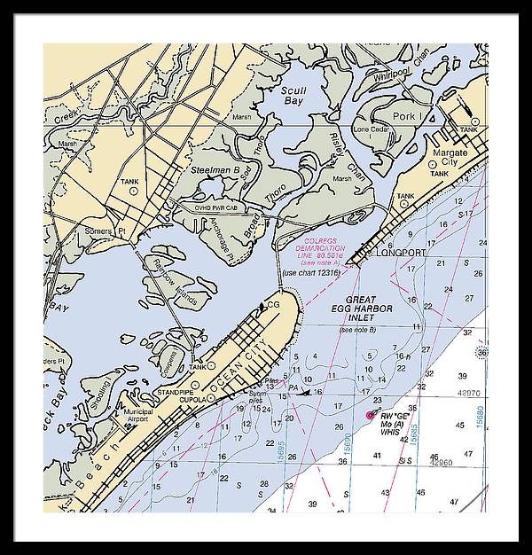 Great Egg Harbor Inlet -new Jersey Nautical Chart _v2 - Framed Print