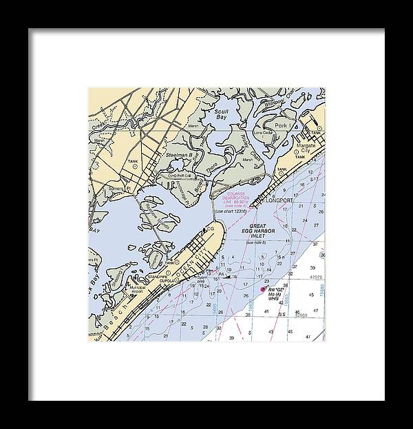 Great Egg Harbor Inlet -new Jersey Nautical Chart _v2 - Framed Print