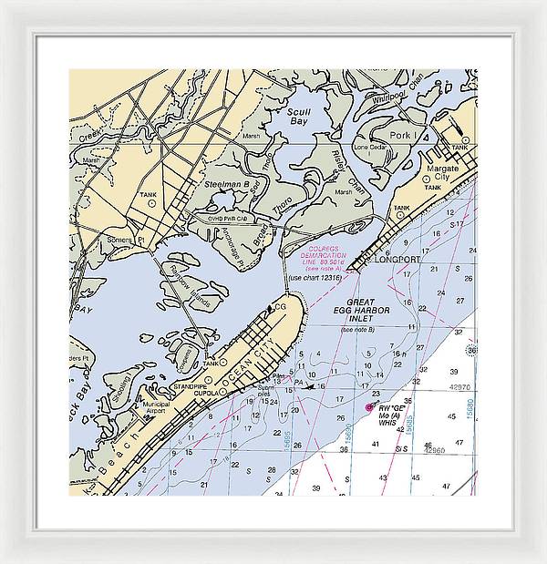 Great Egg Harbor Inlet -new Jersey Nautical Chart _v2 - Framed Print