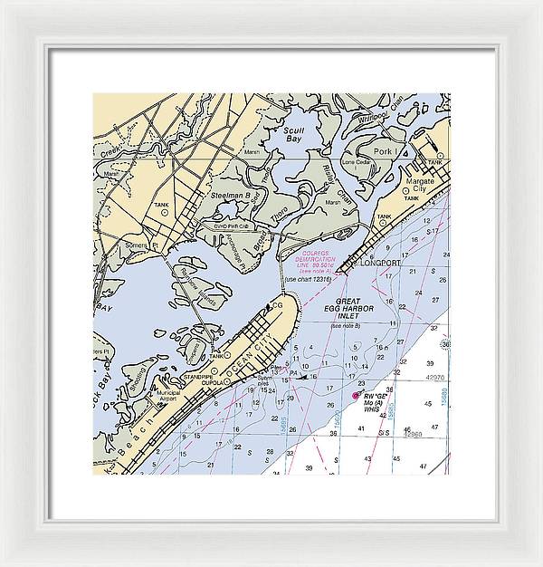 Great Egg Harbor Inlet -new Jersey Nautical Chart _v2 - Framed Print