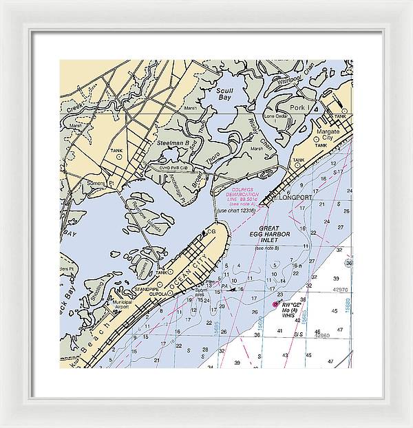 Great Egg Harbor Inlet -new Jersey Nautical Chart _v2 - Framed Print