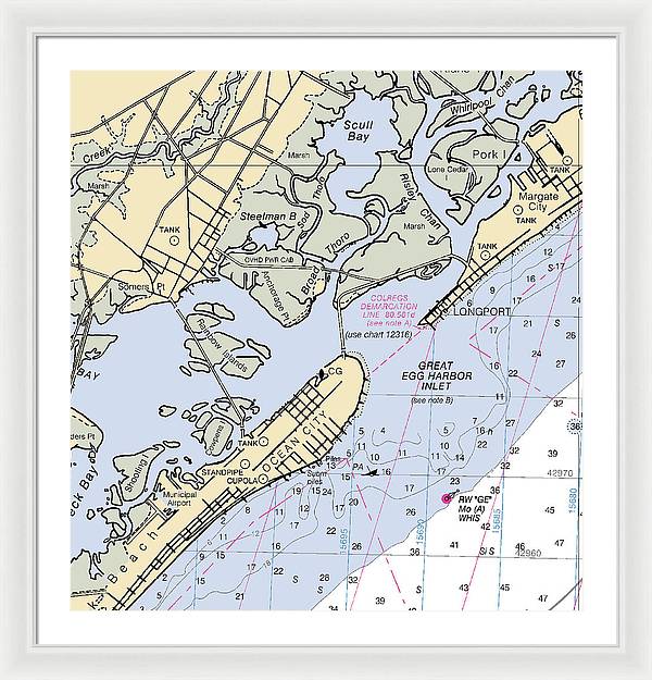 Great Egg Harbor Inlet -new Jersey Nautical Chart _v2 - Framed Print