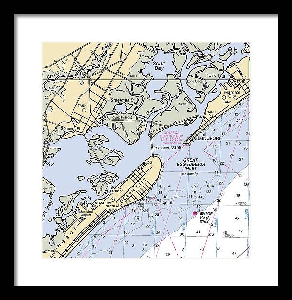 Great Egg Harbor Inlet -new Jersey Nautical Chart _v2 - Framed Print