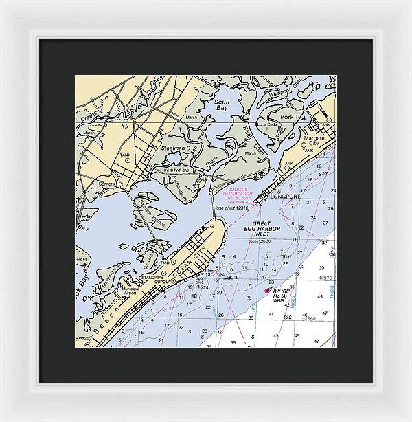 Great Egg Harbor Inlet -new Jersey Nautical Chart _v2 - Framed Print