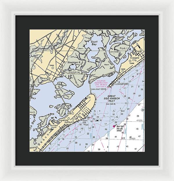 Great Egg Harbor Inlet -new Jersey Nautical Chart _v2 - Framed Print