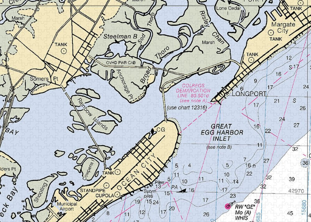 Great Egg Harbor Inlet -new Jersey Nautical Chart _v2 - Puzzle