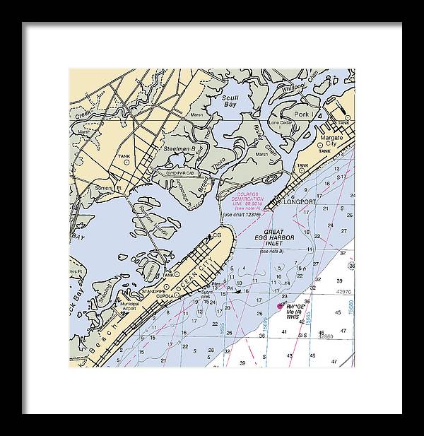 Great Egg Harbor Inlet -new Jersey Nautical Chart _v2 - Framed Print