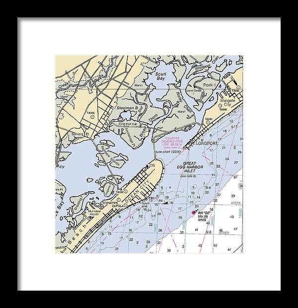 Great Egg Harbor Inlet -new Jersey Nautical Chart _v2 - Framed Print