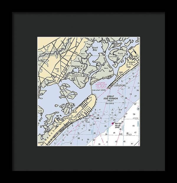 Great Egg Harbor Inlet -new Jersey Nautical Chart _v2 - Framed Print