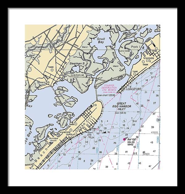 Great Egg Harbor Inlet -new Jersey Nautical Chart _v2 - Framed Print