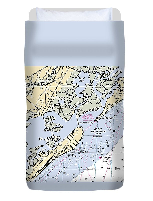 Great Egg Harbor Inlet -new Jersey Nautical Chart _v2 - Duvet Cover