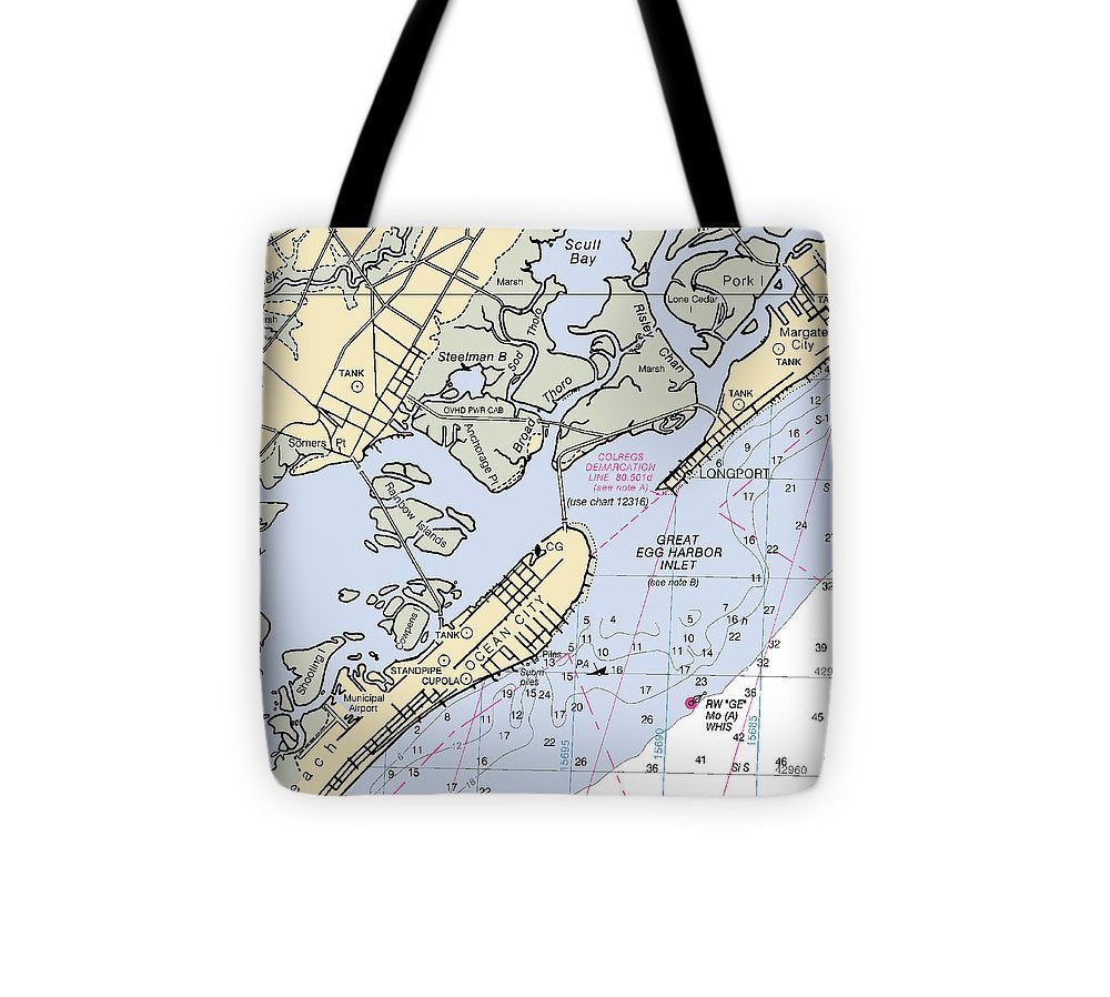 Great Egg Harbor Inlet  New Jersey Nautical Chart _V2 Tote Bag