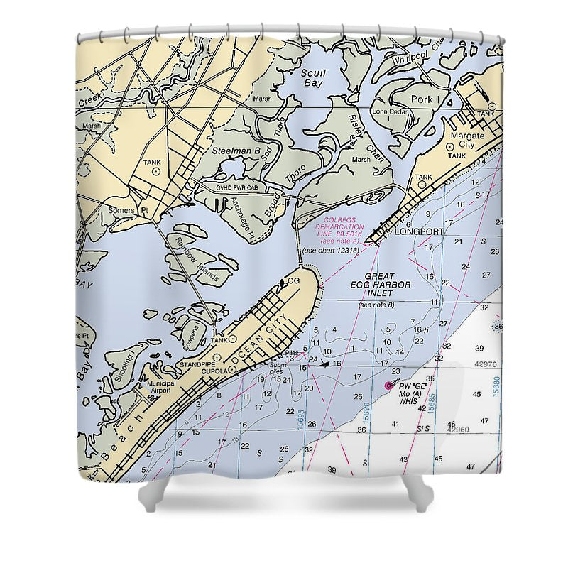 Great Egg Harbor Inlet  New Jersey Nautical Chart _V2 Shower Curtain