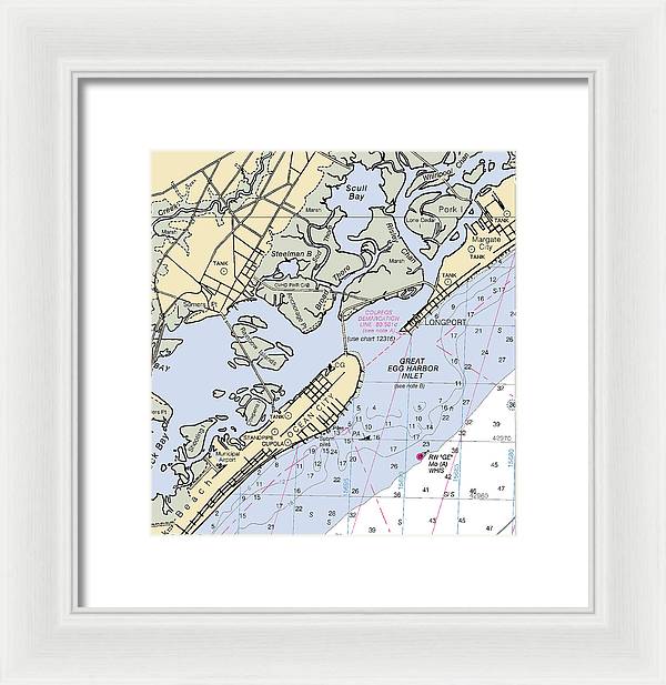 Great Egg Harbor Inlet -new Jersey Nautical Chart _v2 - Framed Print