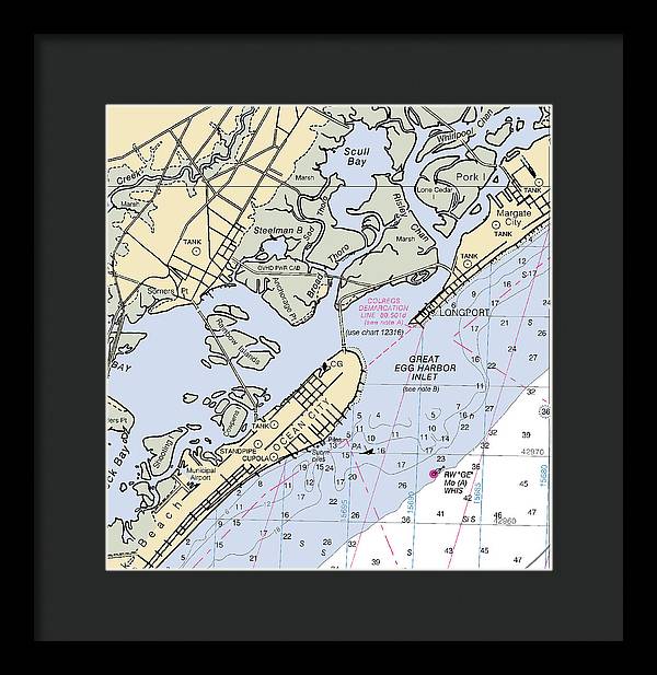 Great Egg Harbor Inlet -new Jersey Nautical Chart _v2 - Framed Print