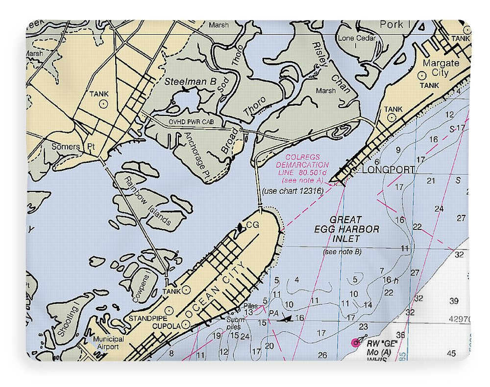 Great Egg Harbor Inlet -new Jersey Nautical Chart _v2 - Blanket