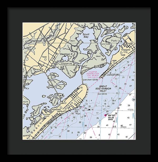 Great Egg Harbor Inlet -new Jersey Nautical Chart _v2 - Framed Print