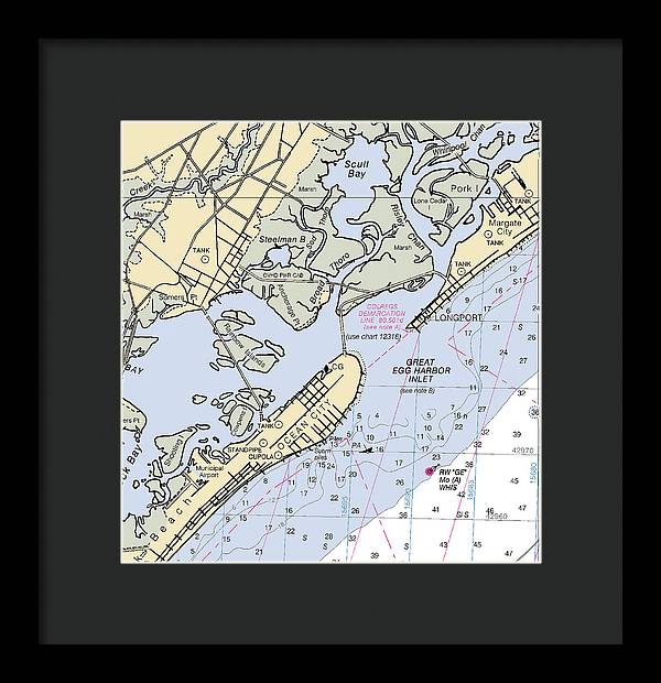 Great Egg Harbor Inlet -new Jersey Nautical Chart _v2 - Framed Print