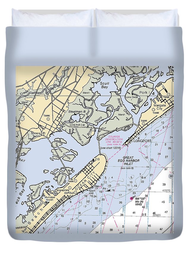 Great Egg Harbor Inlet -new Jersey Nautical Chart _v2 - Duvet Cover