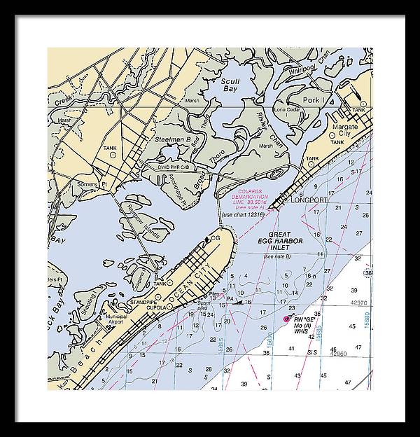 Great Egg Harbor Inlet -new Jersey Nautical Chart _v2 - Framed Print