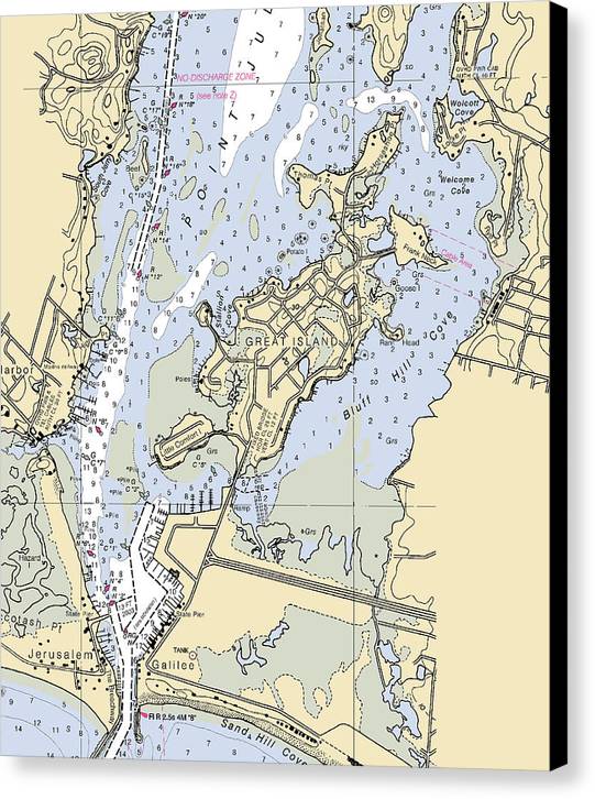 Great Island-rhode Island Nautical Chart - Canvas Print