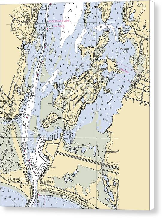 Great Island-rhode Island Nautical Chart - Canvas Print