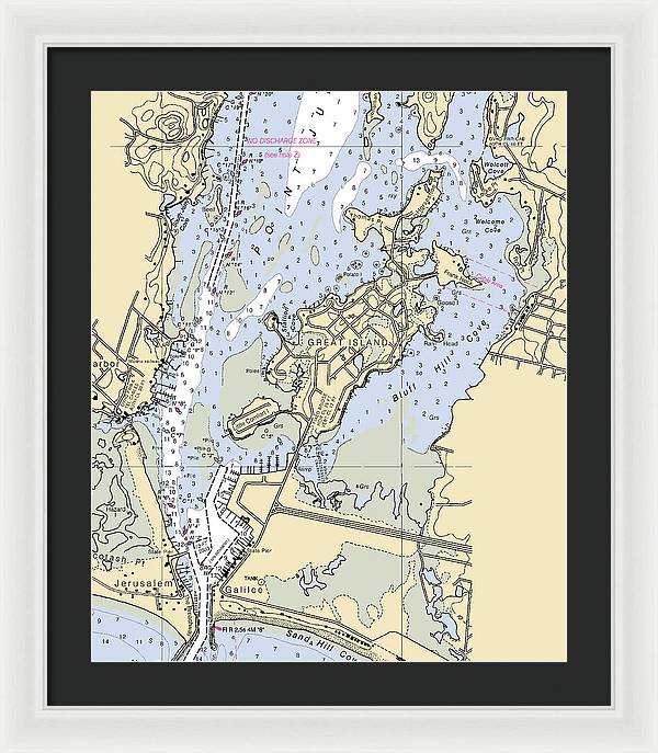 Great Island-rhode Island Nautical Chart - Framed Print