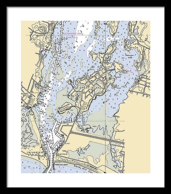 Great Island-rhode Island Nautical Chart - Framed Print