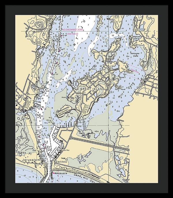 Great Island-rhode Island Nautical Chart - Framed Print