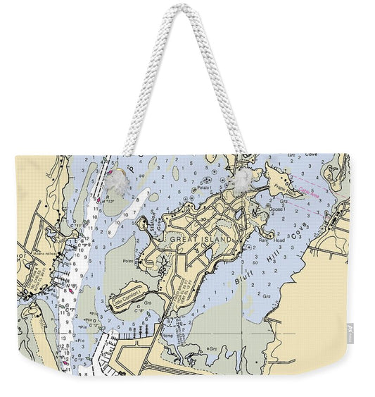 Great Island-rhode Island Nautical Chart - Weekender Tote Bag