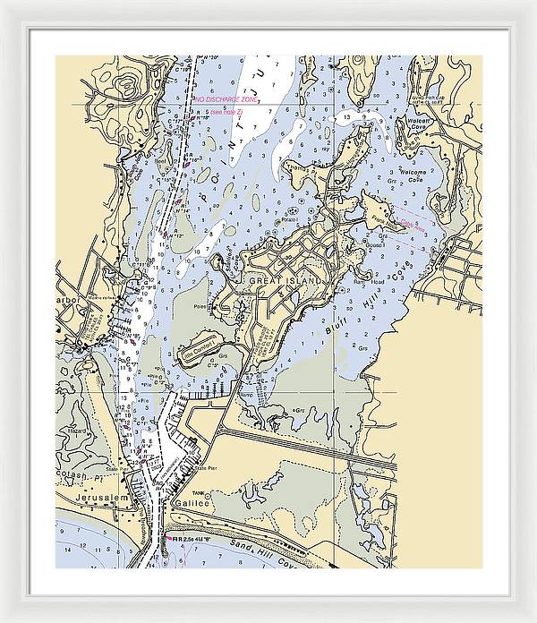 Great Island-rhode Island Nautical Chart - Framed Print