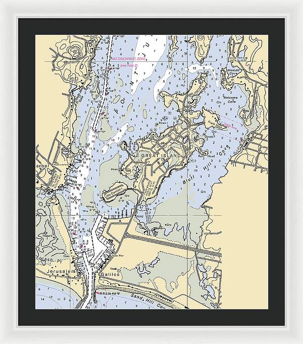 Great Island-rhode Island Nautical Chart - Framed Print