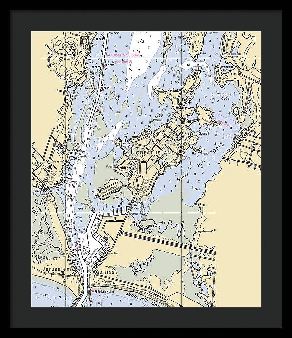 Great Island-rhode Island Nautical Chart - Framed Print