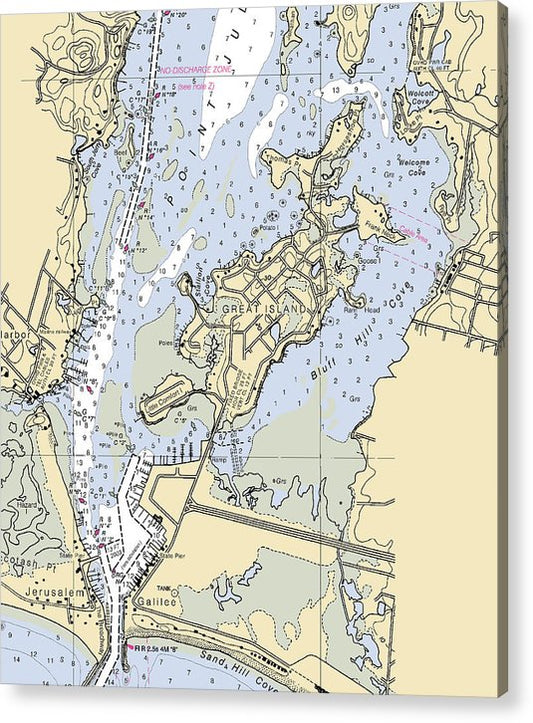 Great Island-Rhode Island Nautical Chart  Acrylic Print