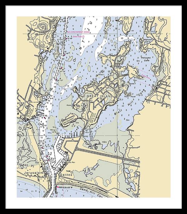 Great Island-rhode Island Nautical Chart - Framed Print