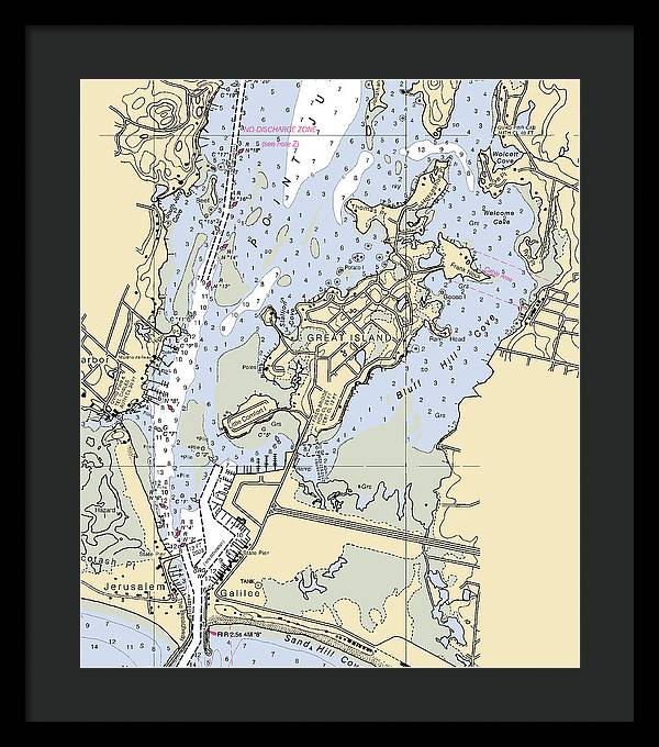 Great Island-rhode Island Nautical Chart - Framed Print