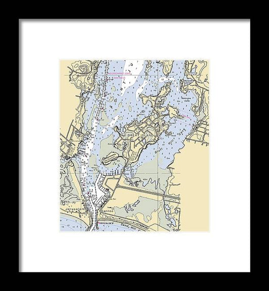A beuatiful Framed Print of the Great Island-Rhode Island Nautical Chart by SeaKoast