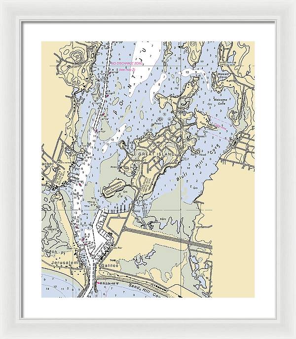 Great Island-rhode Island Nautical Chart - Framed Print