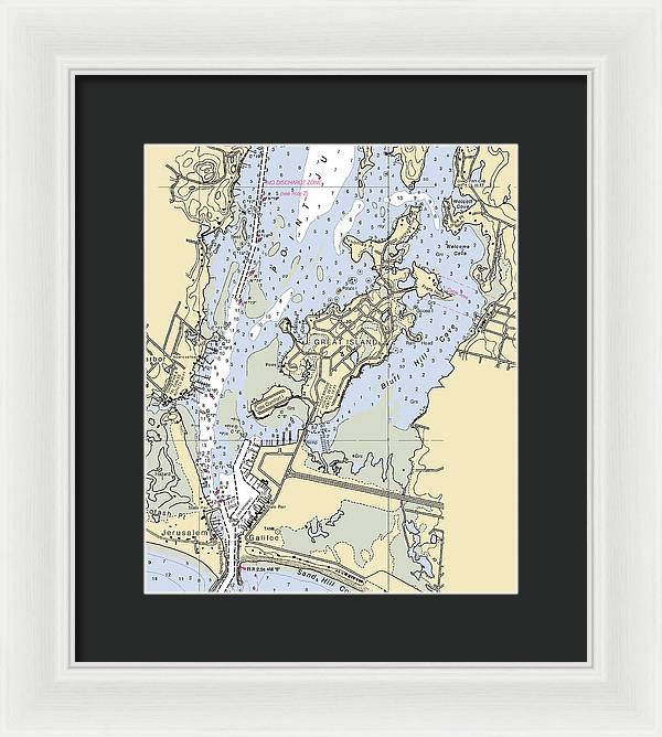 Great Island-rhode Island Nautical Chart - Framed Print