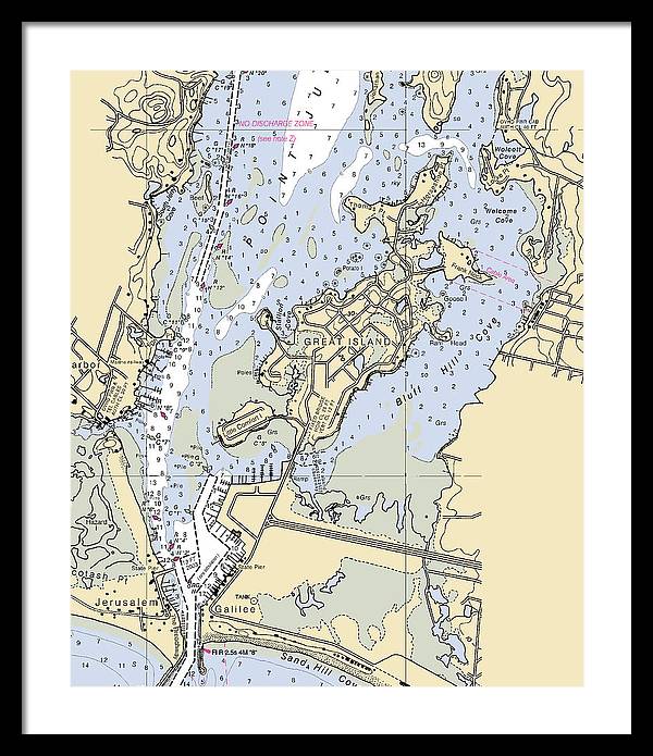 Great Island-rhode Island Nautical Chart - Framed Print