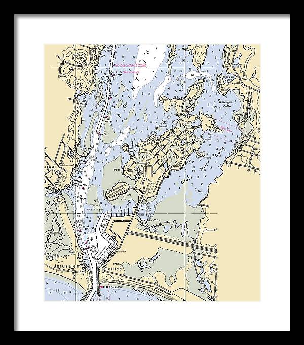 Great Island-rhode Island Nautical Chart - Framed Print