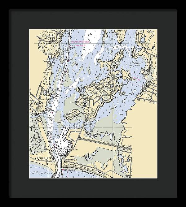 Great Island-rhode Island Nautical Chart - Framed Print