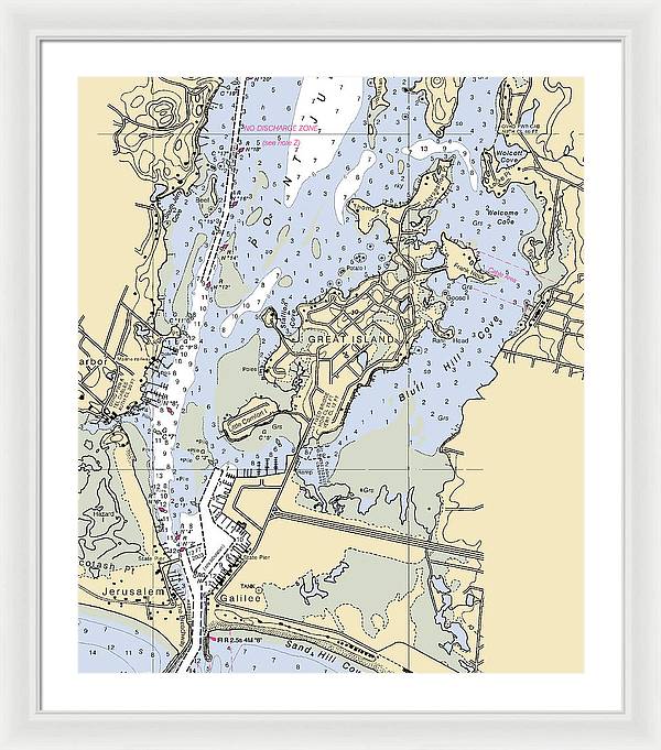 Great Island-rhode Island Nautical Chart - Framed Print