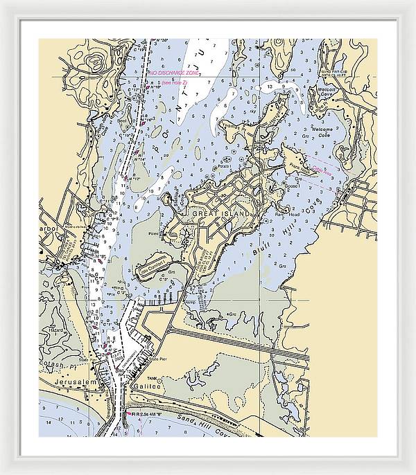 Great Island-rhode Island Nautical Chart - Framed Print