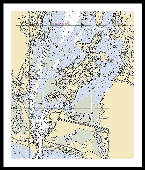 Great Island-rhode Island Nautical Chart - Framed Print